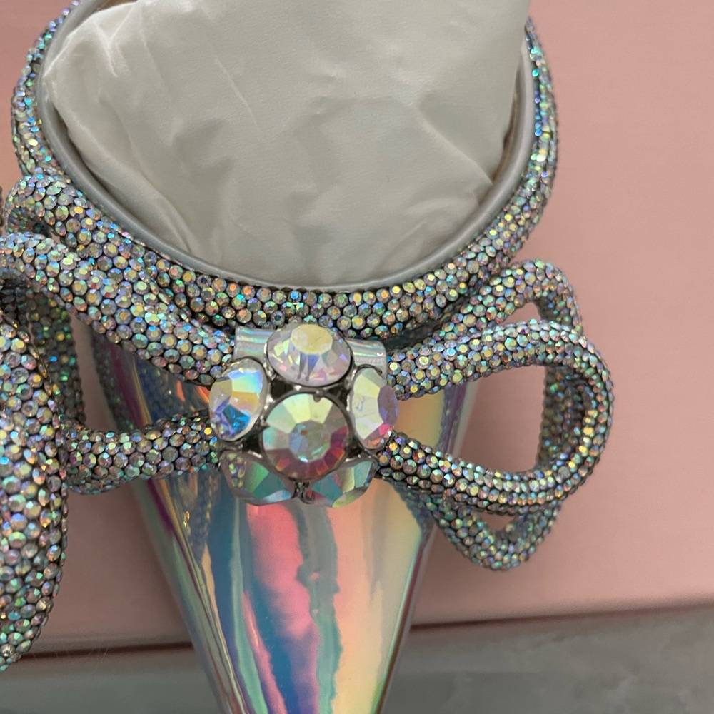 Mach & Mach Double Bow Mules iridescent sz 39